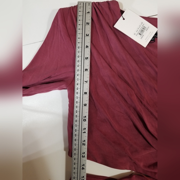 Bardot Ruched Cutout Mini Dress Long Sleeve Rosewood Size 6 - Picture 9 of 11